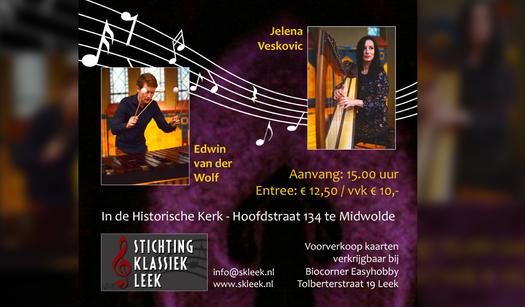 Thumbnail Nesje Duo Concert  - 20 maart 15:00 - Nederlands Hervormde Kerk, Midwolde